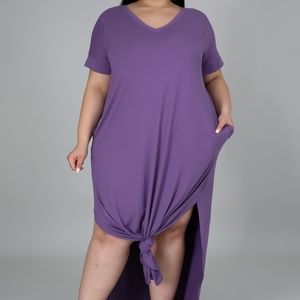 Lilac Gray Dress with pockets